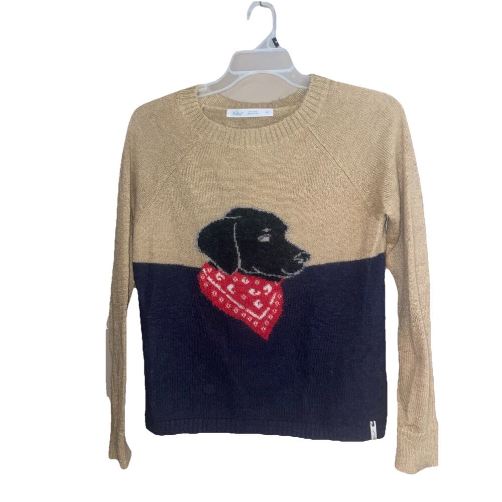 Woolrich Women’s Mohair Blend Color Block Intarsia Knit Dog Motif Sz S